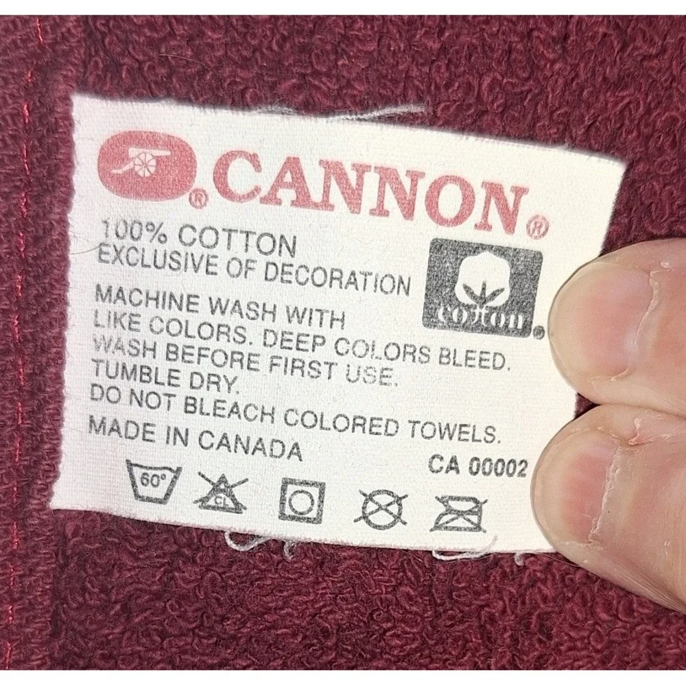 Cannon Vintage Burgundy Towel Set 4pc Pink Rose Floral Applique Cotton Canada
